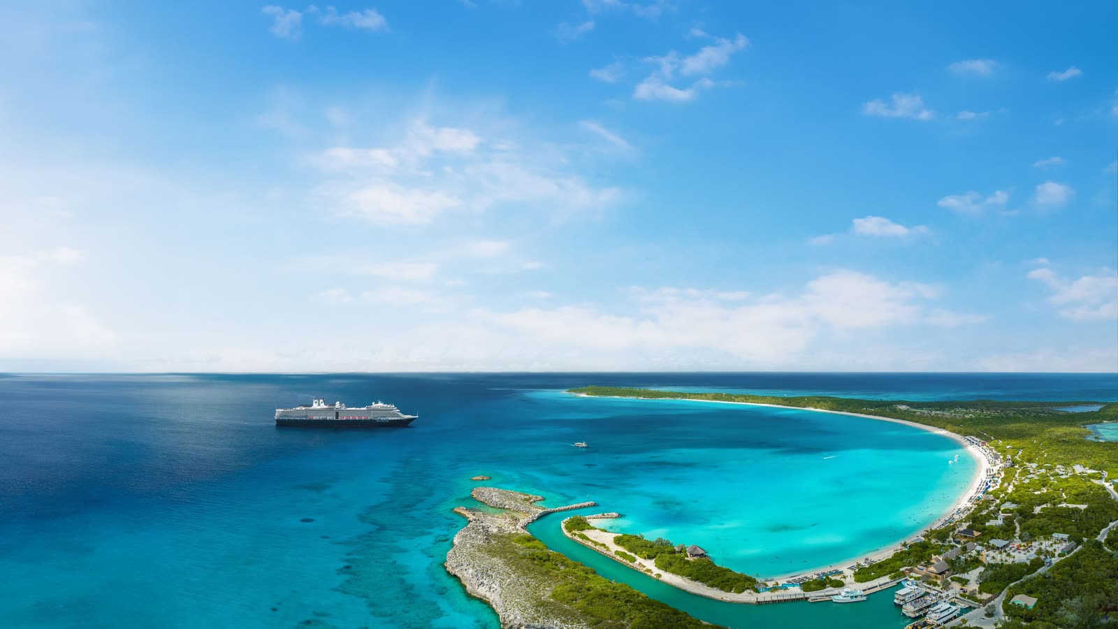 Ocean cruise ship on turquoise water